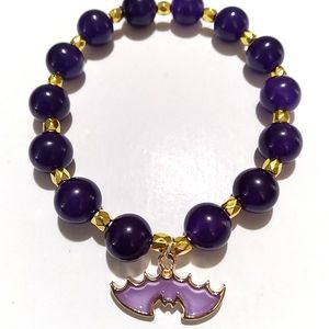 Handmade Purple Jade Bat Bracelet